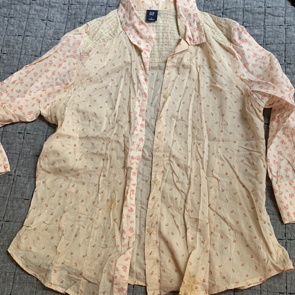 Gap Button Down Shirt Size Large Flowered Design - image 1